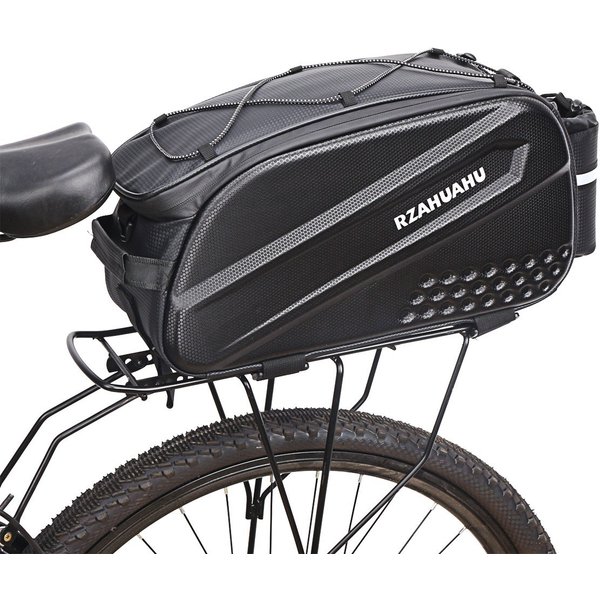 Multifunktionale Erweiterbare Fahrrad-Gepäckträgertasche mit Hartschale in Carbon-Optik und Isolierter Wasserflaschentasche