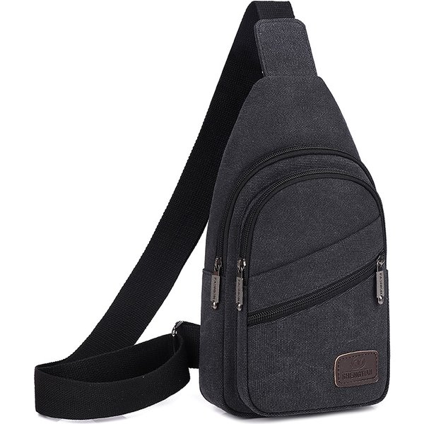Xierya Men Canvas Crossbody Bag Wear-Resistant Outdoor Fashion Sports Bags for Men Black Male Casual Shoulder Bag Travel Satchel