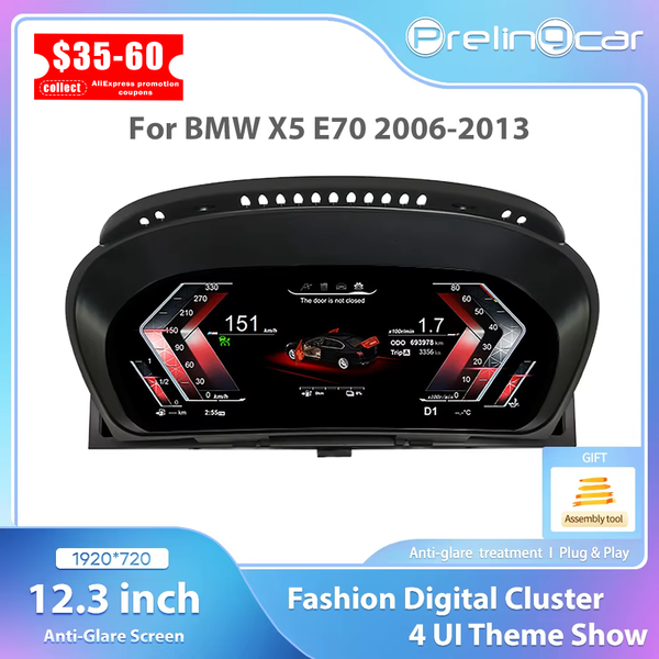 12,3 "Linux Auto LCD Dashboard Für BMW X5 E70 X6 E71 2006-2013 CCC CIC Instrument Cluster Panel virtuelle CockPit Tachometer