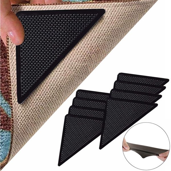 4 Stück 8 Stück/Set dreieckiges, waschbares, wiederverwendbares Teppichgreifer, rutschfeste Gummimatte, rutschfestes Patchband für Fliesenböden, Teppiche, Ecken, Unterlage