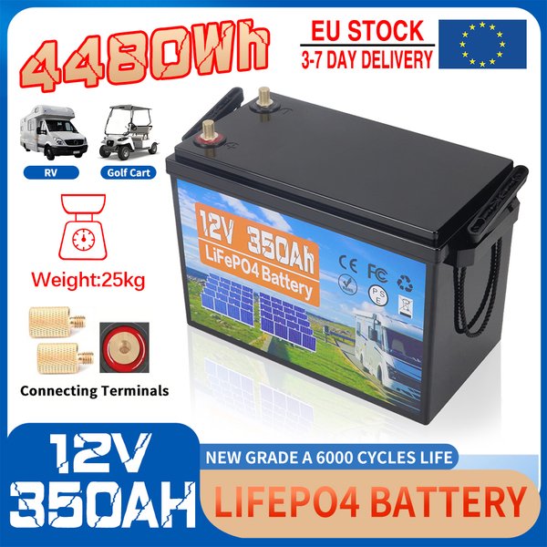 12V 350AH LiFePO4 Lithium-Batterie, 100A BMS, 6000+ Zyklen Deep-Cycle Lithium-Eisenphosphat-Batterie, für Wohnmobile, Solaranlagen, Marine, Camping, Off-Grid, Speicher