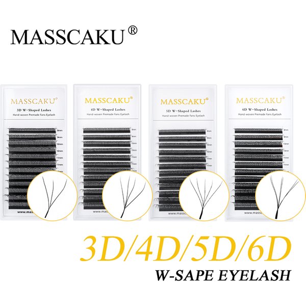 MASSCAKU 3D 6D 8D W Shape Lashes Global Wholesale Eyelash Clusters Easy Fan Volume Wispy Fake Lash Premium Dense Cilia Supplier