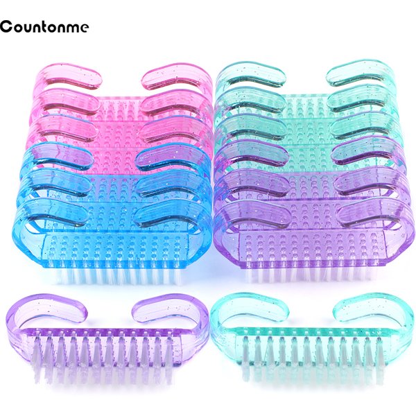 Brosse de nettoyage pour ongles, outils de nettoyage de la poussière en plastique coloré, dissolvant de poudre douce pour manucure et pédicure, 50 pièces/lot
