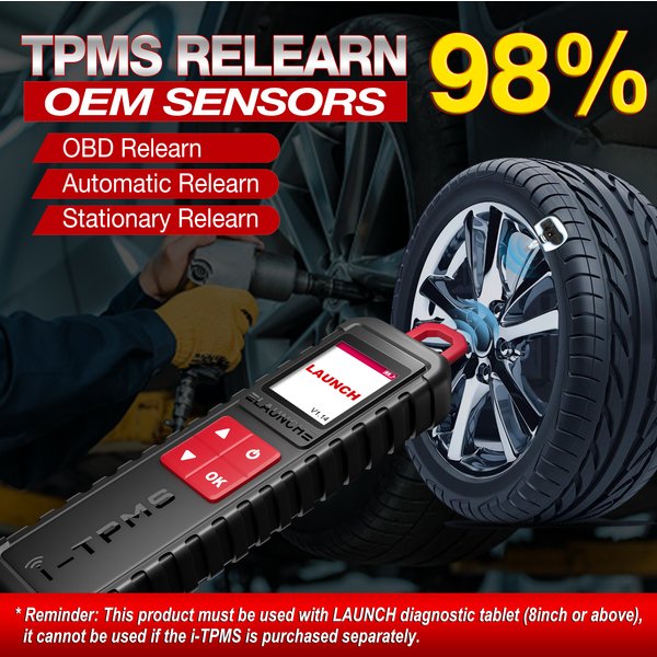 LAUNCH X-431 i-TPMS TSGUN Reifendruck-Detektorwerkzeug, Neulernen, Zurücksetzen und Codieren von TPMS-Sensoren, Kompatibel mit Launch X431