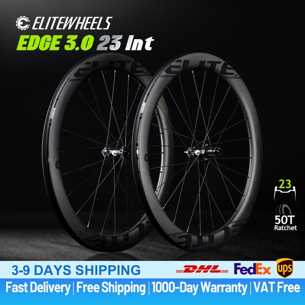 Zestaw kół karbonowych ELITEWHEELS EDGE DISC 3.0, system zapadkowy 50T, Center Lock, 20 szprych, UD Matowy Surowy
