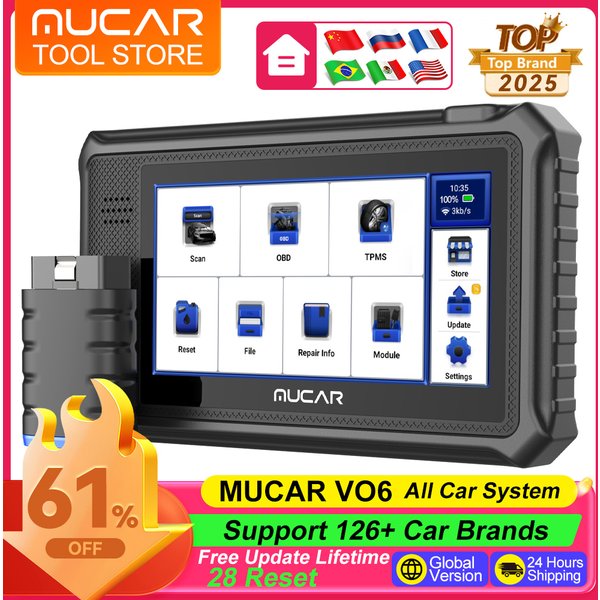 MUCAR VO6 OBD2-Scanner-Diagnosetools 28 Reset-Services 2024, bidirektionale Scan-Tools, vollständige Systeme, automatischer Diagnosescanner