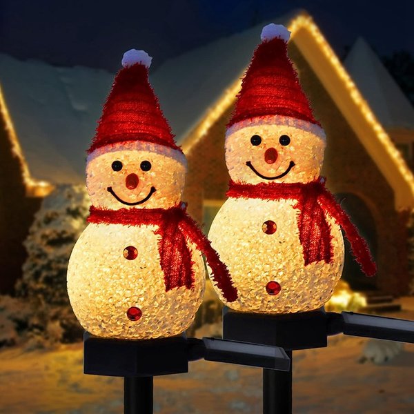 Weihnachtsdekorationen Licht Solarlicht Schneemann Weihnachten Outdoor Solarbetriebene Pfähle Lichter für Flur Terrasse Rasendekoration