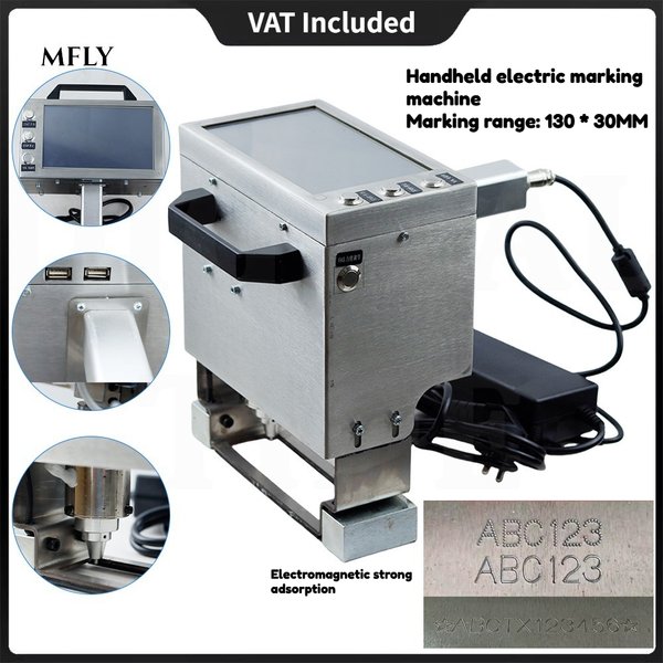 Handgehaltene Touchscreen-Elektrische Markiermaschine, Nadelprägemarkierer für Fahrgestellnummern Markierungsbereich 130x30mm mit Elektromagnet