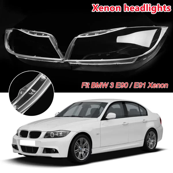 Paar Xenon-Scheinwerferabdeckungen für BMW 3er E90 E91 Facelift 2006-2012, transparente Scheinwerferlinsenabdeckung