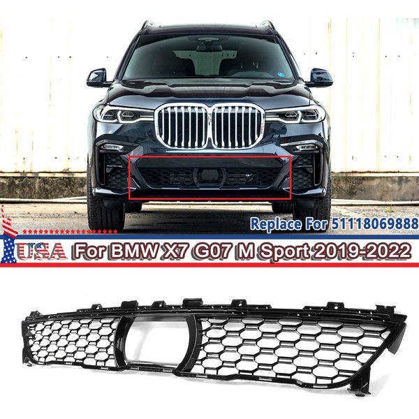 Für BMW X7 G07 Mittlerer Unterer Grill M Sport Frontstoßstange Nierengrill Wabendesign 2019 2020 2021 2022 Schwarz M50i XDrive40i
