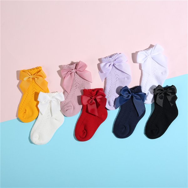 Lawadka été maille nouveau-né bébé filles chaussettes mode nœud mince chaussettes pour filles vêtements pour bébés accessoires blanc rouge couleur 0-5 ans