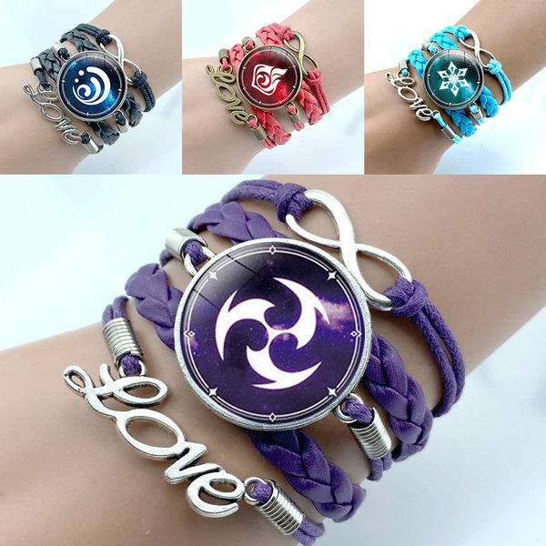 Genshin Impact Cosplay Bracelet Anime 7 éléments tricot à la main Bracelets amoureux cadeaux de noël