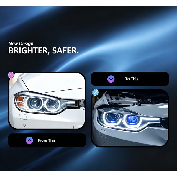 EU-Lagerbestand Gelbe Angel Eyes LED-Scheinwerfer 1 Paar für BMW 3er F30 F35 2013-2018 Sequentieller Dynamischer Blinker DRL Frontleuchte Plug & Play