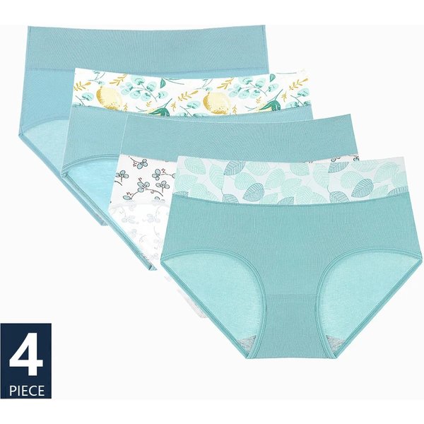 High Waist 4Pcs/Set Panties Women Cotton Body Shaper Underwear Fashion Print Seamless Briefs Sexy Breathable Female Lingerie