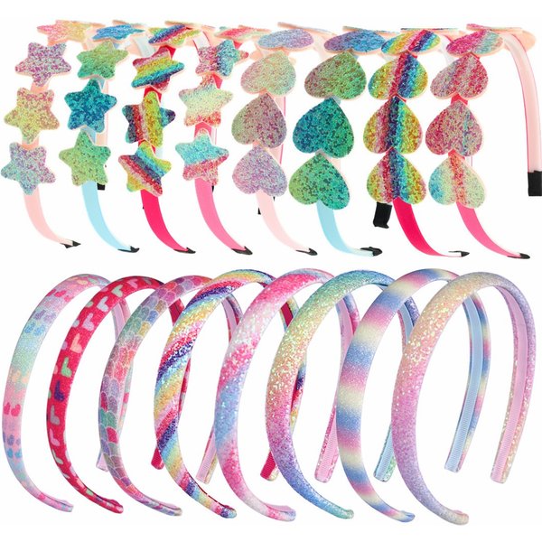 1pc Nette Herz Stern Stirnbänder Mädchen Glitter Regenbogen Haarbänder Kinder Kinder Party Dekoration Haar Zubehör