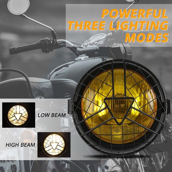 6.5 ''Motorrad Scheinwerfer Lampe mit Abdeckung für Cafe Racer Bobber Chopper Motorrad Retro Vintage Scheinwerfer Universal Seiten halterung