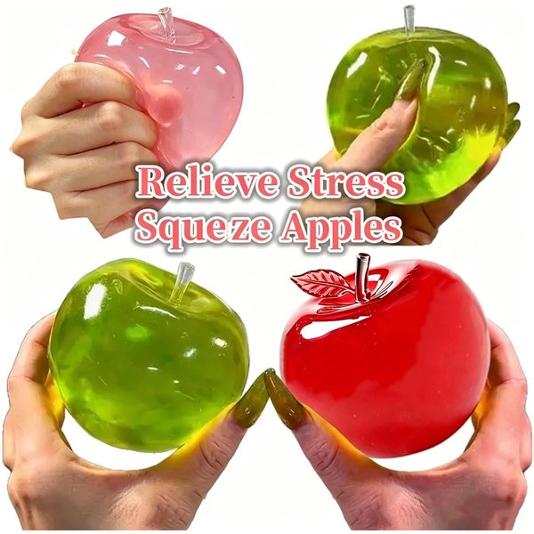 1/2 Pièces Jouet Fidget Anti-Stress en Forme de Pomme Souple, Jouet à Presser pour les Mains, Anti-Anxiété, Extensible à Remontée Lente, Cadeau Créatif