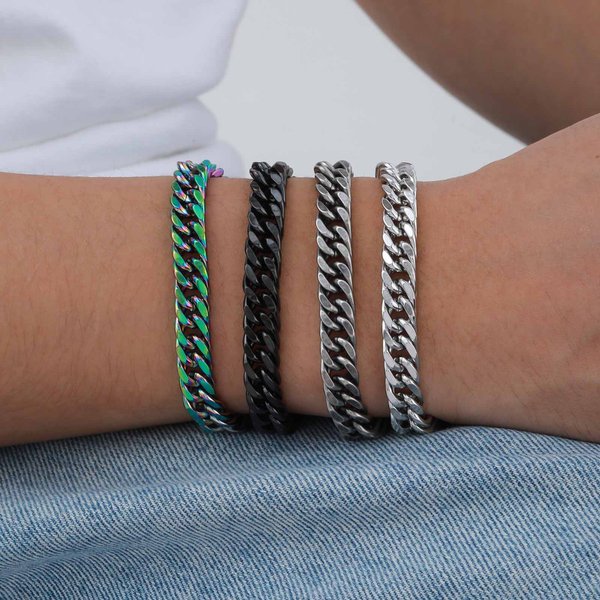 Vnox – Bracelets cubains Miami en acier inoxydable pour hommes, chaîne à maillons de 8MM, cadeaux pour garçons, bijoux, longueur 19cm/21.5cm