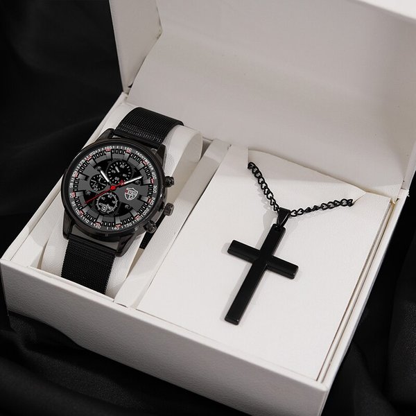 Simple et à la mode pour hommes simple de la montre ultra-mince pour hommes, montre à quartz en maille noir colliers lumineux montres