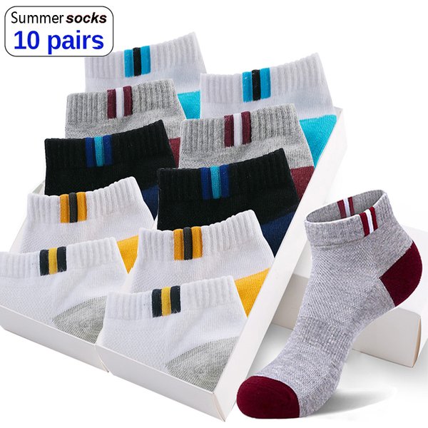 10 Pairs New Spring Summer Cotton Socks Boat Mesh Breathable Men's Short Ankle Socks High Quality Casual Sports Male Sokken Gift