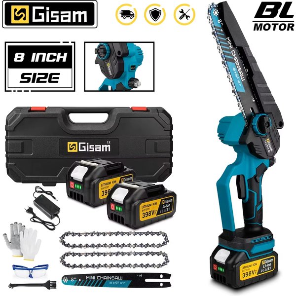 Gismo 8 pouces tronçonneuse électrique sans brosse scie électrique sans fil travail du bois jardin taille scie outil pour Makita 18V batterie broches