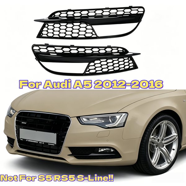 Non compatible avec S5 RS5 S-Line ! Grille de protection des feux antibrouillard avant pour Audi A5 2012-2016, kit carrosserie nid d'abeille 8T0807681H