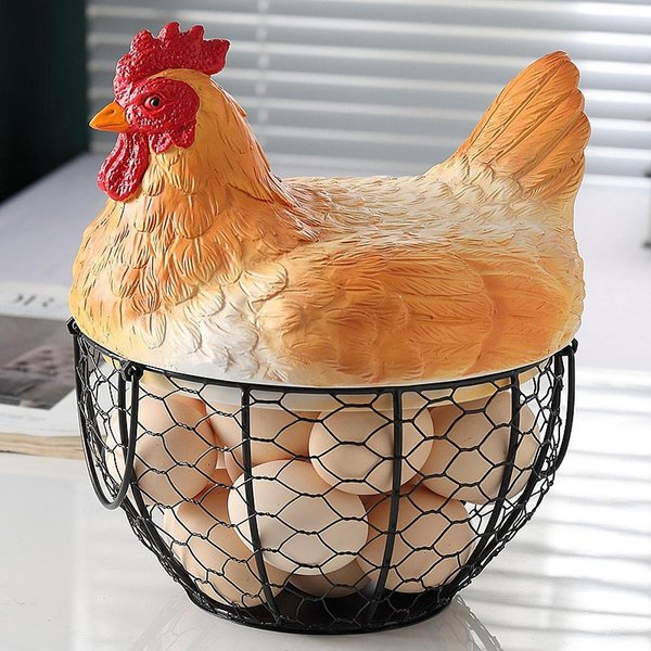 Egg Basket with Lid Kitchen Supplies Portable Decorative Creative Fruit Basket for Vegetable Countertop Household Fruit Snack