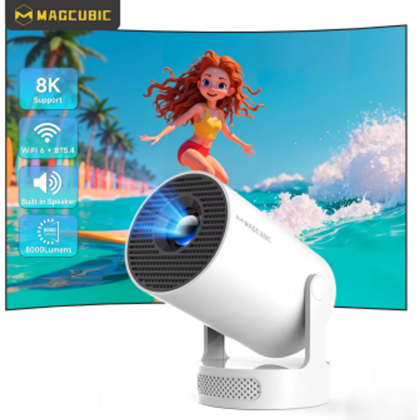 Magcubic HY300 Pro+ 8K Wifi6 Projektor 290ANSI Android 14 Dual WIFI Allwinner H726 BT5.4 1280x720P Heimkino Outdoor Tragbar