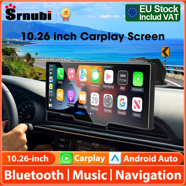 Écran Carplay 10.26 pouces pour voiture, écran intelligent WiFi sans fil CarPlay et Android Auto, autoradio Bluetooth pour stéréo Apple Android