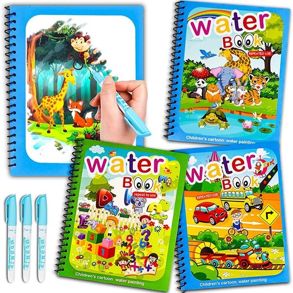 Magisches Buch, Wasserteichnung, Montessori-Spielzeug, wiederverwendbares Malbuch, magisches Wasser-Zeichenbuch, sensorische Früherziehung für Kinder