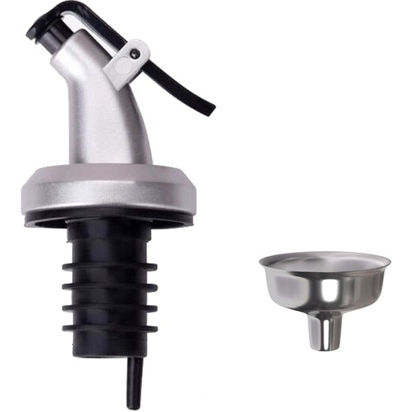 LMETJMA – bouchon de bouteille en acier inoxydable, verseur avec entonnoir, distributeur d'huile d'olive étanche, outils de cuisine KC0190