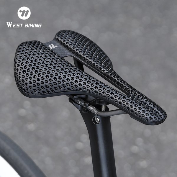 WEST BIKING Selle de vélo imprimée en 3D, creuse, respirante, ultralégère, coussin de vélo en nid d'abeille, absorption des chocs, siège de cyclisme de course