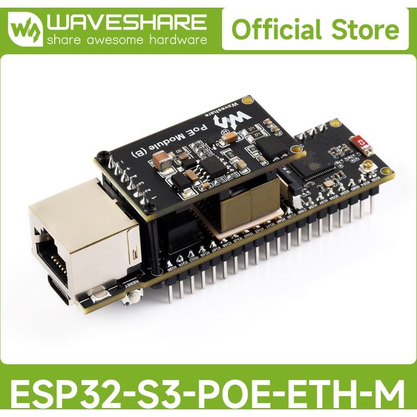 Płytka rozwojowa Waveshare ESP32-S3 ETH, obsługuje komunikację Wi-Fi, Bluetooth i Ethernet, opcjonalnie z modułem PoE.