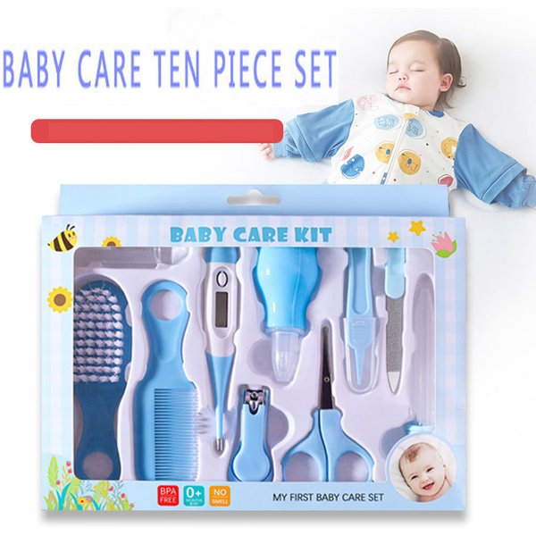 10PCS/Set Baby Health Care Kit Kids Nail Hair Health Care Thermometer Grooming Brush Clipper Teether Toothbrush Baby Essentials