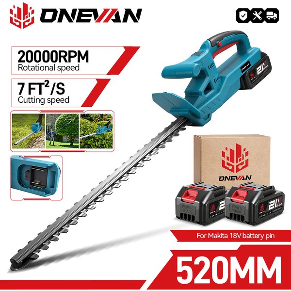 ONEVAN 20 Zoll 20000 U/min Elektrischer Heckentrimmer Kabellos Batteriebetriebener Heckenschneider Gartenwerkzeug für Makita 18V Batterie