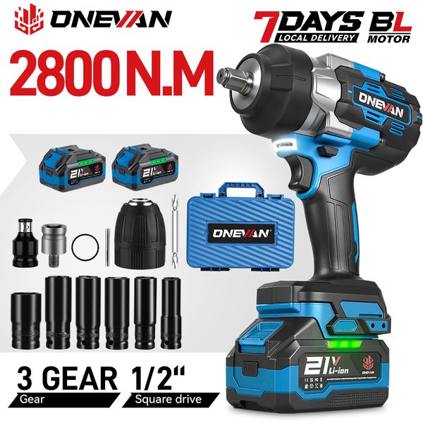 ONEVAN 2800N.M Bürstenloser Elektroschrauber 1/2 Zoll Kabelloser Industrieschrauber Schlagbohrmaschine für Makita 18V Akku