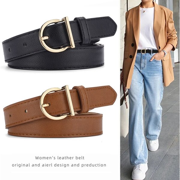 Women's Belt Fashion High-quality Pin Buckle Belt Genuine Luxury Soft PU Leather Belt Women Pair with Pants Jeans,For Ideal Gift