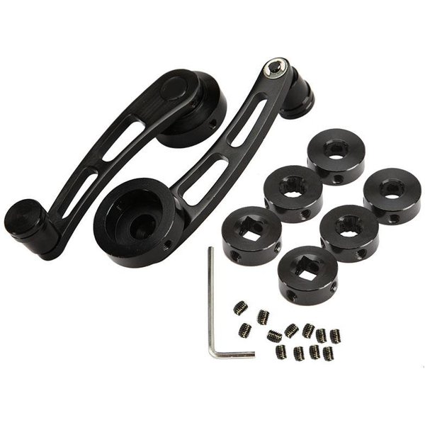 2Pcs Universal Car Window Rocking Handle Riser Winder Aluminum Alloy Winder Handle Crank Riser Kit Universal Replacement Balck