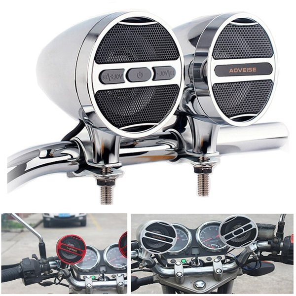 Motorcycle Bluetooth-Compatible Speaker Waterproof 12V MP3 Music Player FM Radio USB Stereo For 7/8-1.25 Handlebar MT473/MT487
