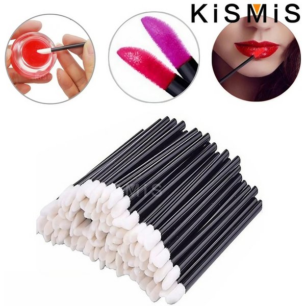 KISMIS 50Pcs Cotton Swab Lip Brush Eyelash Makeup Brushes Lash Extension Mascara Applicator Lipstick Wands Set Cosmetic Makeup