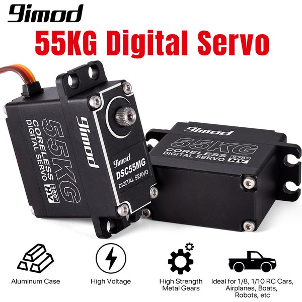 9imod 55kg Servo étanche IP67 180/270 capteur magnétique couple élevé sans noyau numérique Servo entièrement en métal pour voitures 1/8 1/10 RC