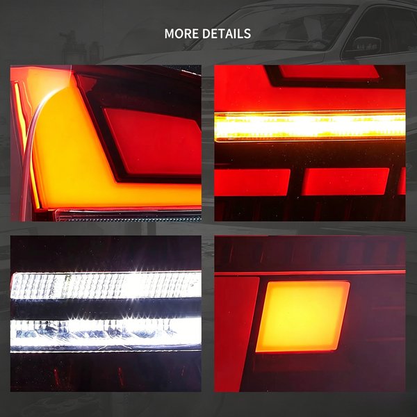 2 Stück T5 2010-2014 E‑Mark LED-Rückleuchten-Set für VW Transporter Multivan Caravelle T5 2010-2014, E‑Mark-zugelassene Heckleuchte mit dynamischem sequenziellen gelben Blinker, Bremslicht,