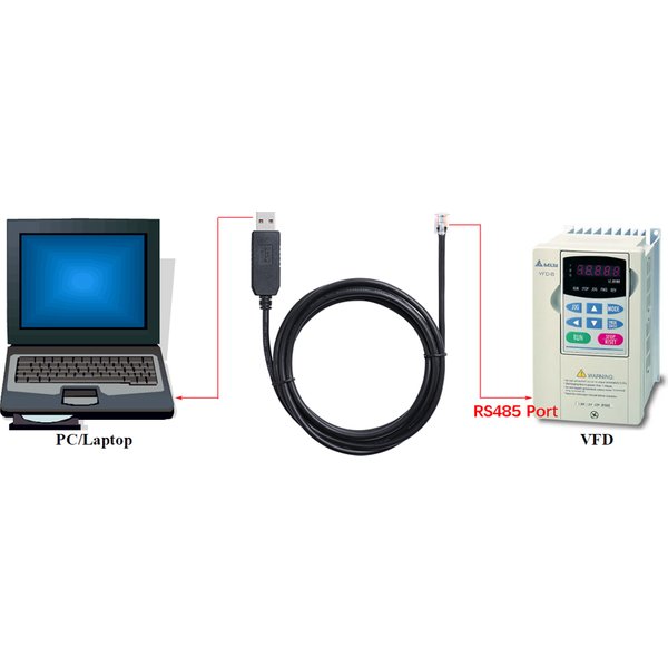 FTDI FT232RL USB RS485 to RJ11 6P6C Serial Communication Cable For Delta VFD Series AC Motor Drives