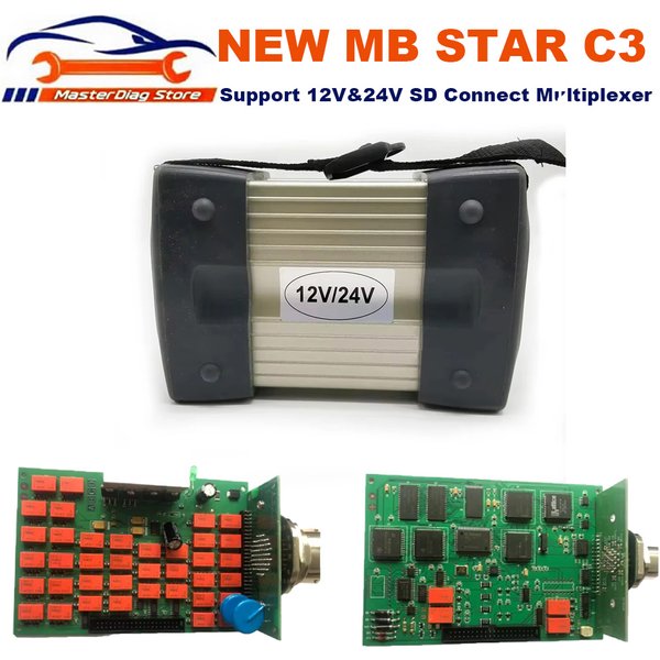 Professionnel MB Star C3 puce complète MB C3 ensemble complet Support 12 V et 24 V SD connecter multiplexeur testeur outil de Diagnostic pour voiture/camion