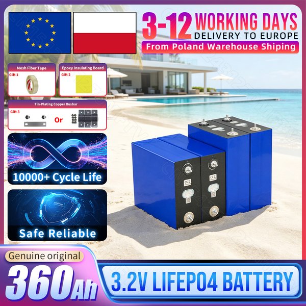 10000+ Zyklen 360Ah LiFePO4 Batterie Klasse A 3.2V LFP Wiederaufladbare Zelle DIY 12V 24V 48V für Wohnmobil, Elektrofahrzeug, Solar, Heimenergie, Golfwagen, Camping, Boot
