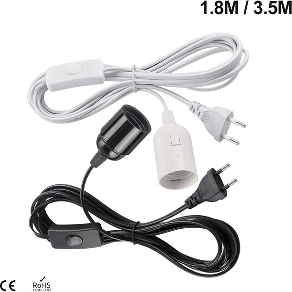 EU Stecker 3,5 m 6 m Netzkabel Kabel E27 Lampe Basis Halter Mit Schalter Draht Für Anhänger Led-lampen leuchte Hanglamp Suspension Buchse