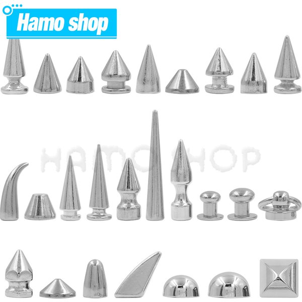 Rivets à pointes de balle argentées, pour clous et pointes Punk en cuir pour vêtements, accessoire de veste avec vis, 5-50 pièces/ensemble
