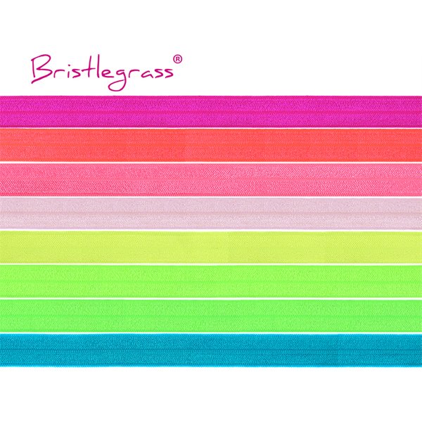 BRISTLEGRASS 2 5 10 Yard 5/8" 15mm Bande élastique pliable brillante néon en Spandex et satin, pour attaches de cheveux, bandeaux, robes, couture et garnitures