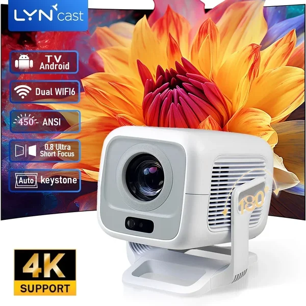 Verbesserter Projektor mit nativer 1080P 4K-Dekodierung, 450ANSI Projektor X3AQ, Wifi6 & BT5.4, Android 14.0 System, Beamer, tragbares Kino