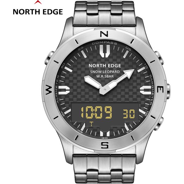 NORTH EDGE Herren-Sport-Digitaluhren, Business-Luxusuhr für Herren, wasserdicht, 50 m, Höhenmesser, Barometer, Kompass, leuchtende Uhr